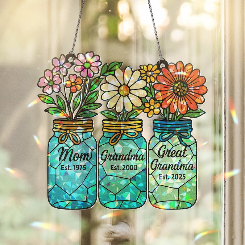 Floral Jar Hologram Ornament: Generations Family Keepsake