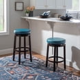 thumbnail image 6 of Linon Maya 31" Teal Blue Faux Leather Swivel Bar Stool in Brown Wood Frame, 6 of 15