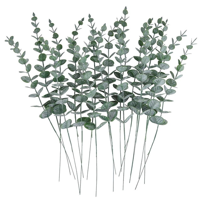 30 piezas de tallos de eucalipto decorativos, hojas artificiales de eucalipto, ramas de vegetación artificial