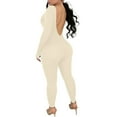 thumbnail image 3 of TAIAOJING Womens Bodycon Stretch Jumpsuit Women Workout Seamless Jumpsuit Yoga Ribbed 1 Piece Long Sleeve Leggings Romper Yoga Rompers, 3 of 5