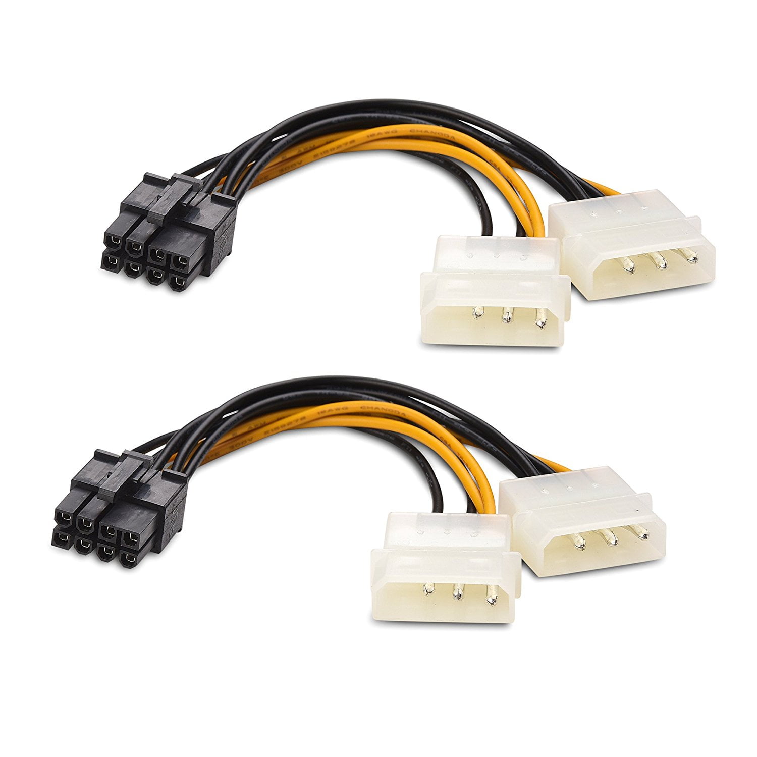 Dificil balsa Touhou Cable Matters (2-Pack) 8-Pin PCIe to Molex (2x) Power Cable 4 Inches -  Walmart.com