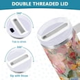 thumbnail image 5 of 40 oz Insulated Stainless Steel Tumbler Double Wall Stainless Steel Tumbler with 2-Way Drinking Abstract Pink Floral Pattern, 5 of 9