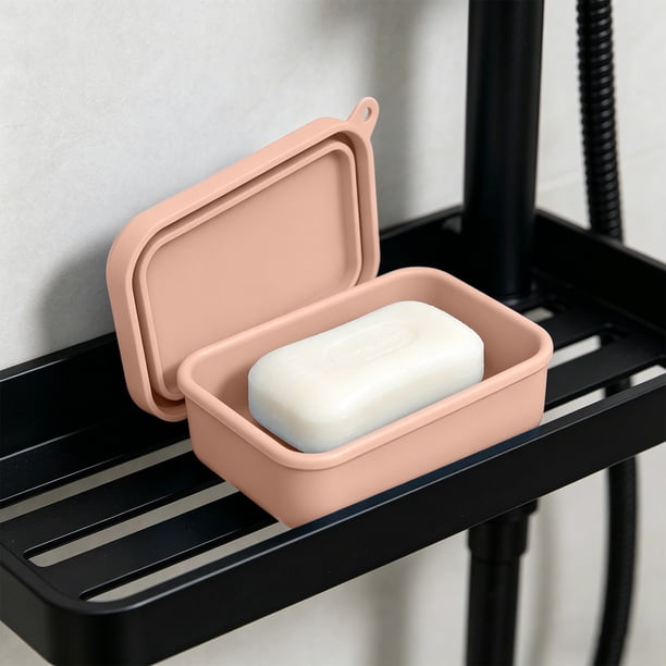 Jabonera de Silicona con Tapa, Autodrenante, para Baño y Cocina - Recipiente Antideslizante para Jabón En Barra con Tapa, Estuche de Viaje de Secado Rápido para Ducha, Camping y Caravana - 1 Unidad