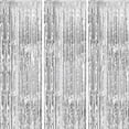 thumbnail image 3 of 3 Packs 3.3ft x 6.6ft Silvery Metallic Tinsel Foil Fringe Curtains Photo Booth Props for Birthday Valentine's Day Bridal Shower Baby Shower Bachelorette Holiday Celebration Party Decorations, 3 of 8