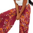 thumbnail image 2 of Femmes Boho Beach Pants Taille Haute Décontracté Évasé Jambe Large Droite Impression Beach Pants, 2 of 5