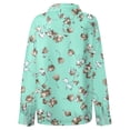 thumbnail image 4 of WTOBBY Floral Design Women's Button Down Long Sleeve Shirt, Classic Collar Casual Top, Comfortable Blouse for Work and Weekend, Seasonal Transition Piece,Cyan XL, 4 of 6