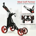 thumbnail image 5 of Gymax 4 Wheels Foldable Golf Push Pull Cart Trolley w/ Brake Waterproof Bag Red, 5 of 10