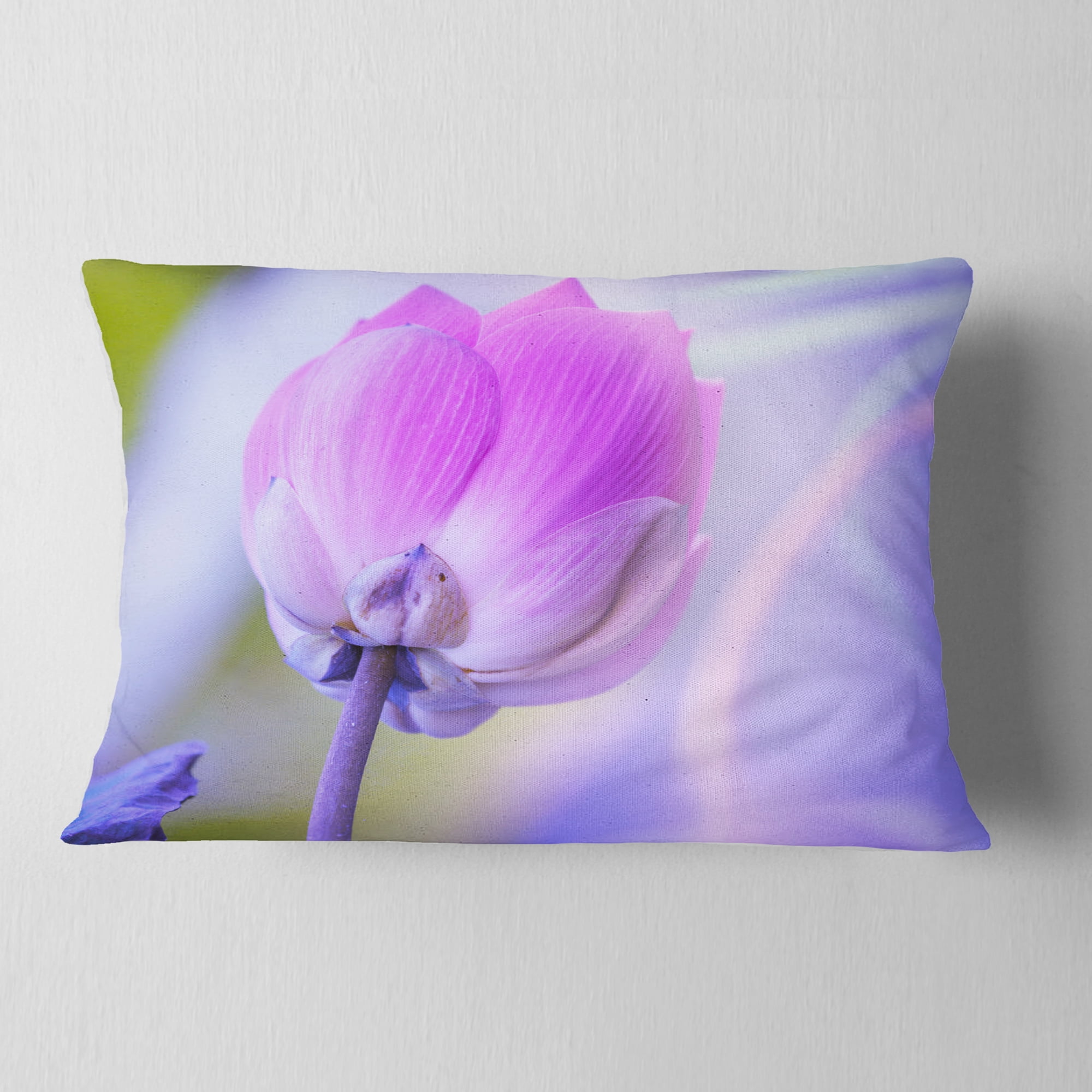 Designart Large Single Lotus Flower - Floral Throw Pillow - 12x20