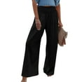 thumbnail image 4 of Pants For Women Trendy High Waist Wide Leg Palazzo Smocked Elastic Waist Loose Comfy Pajama Pockets Track Plus Size Work High Waist Women's Pants, 4 of 7