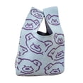 thumbnail image 2 of Bolso de mano de punto tipo cartera para mujer, elegante bolso con asa superior, bolso de compras, tipo clutch Azul, 2 of 9