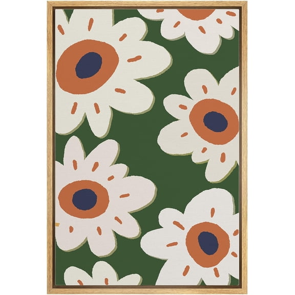 IDEA4WALL Framed Canvas Wall Art White Daisy Collage Floral Modern Art Nordic Pastel Flowers Abstract Print Botanical Illustrations Relax/Calm for Living Room, Bedroom, Office - Natural 24"x36"