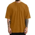 thumbnail image 2 of Mens Fashion Short Sleeve Tshirts Solid Color Oversized T-shirts for Men Summer Basic Short Sleeve Loose Fit Tops Khaki XXXL, 2 of 4