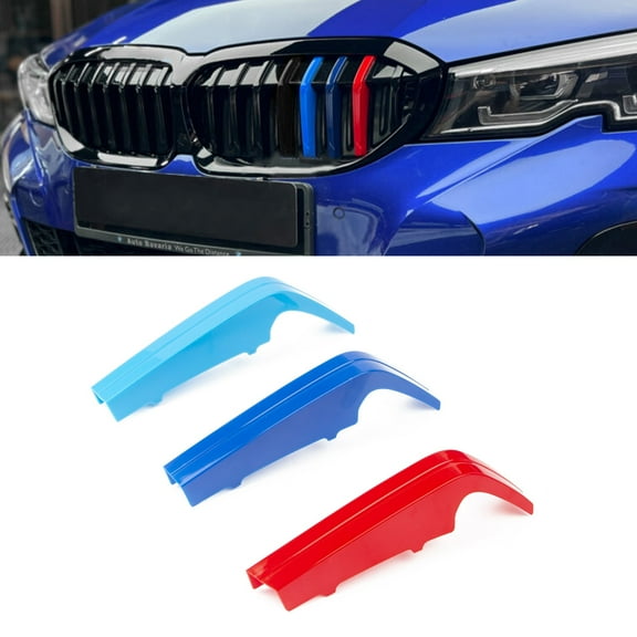 Xotic Tech M-Colored Stripe Grille Insert Trims Compatible with BMW 3 Series G20 2023 330i 330e 320i 320d Sedan Kidney Grill (8-Beams Standard Grille)