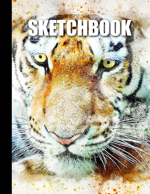 Sketchbook Tiger Cover Design White Paper 120 Blank Unlined Pages