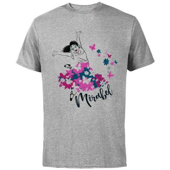 Disney Encanto Mirabel Madrigal Floral Lilac Purple - Short Sleeve Cotton T-Shirt for Adults - Customized-Athletic Heather
