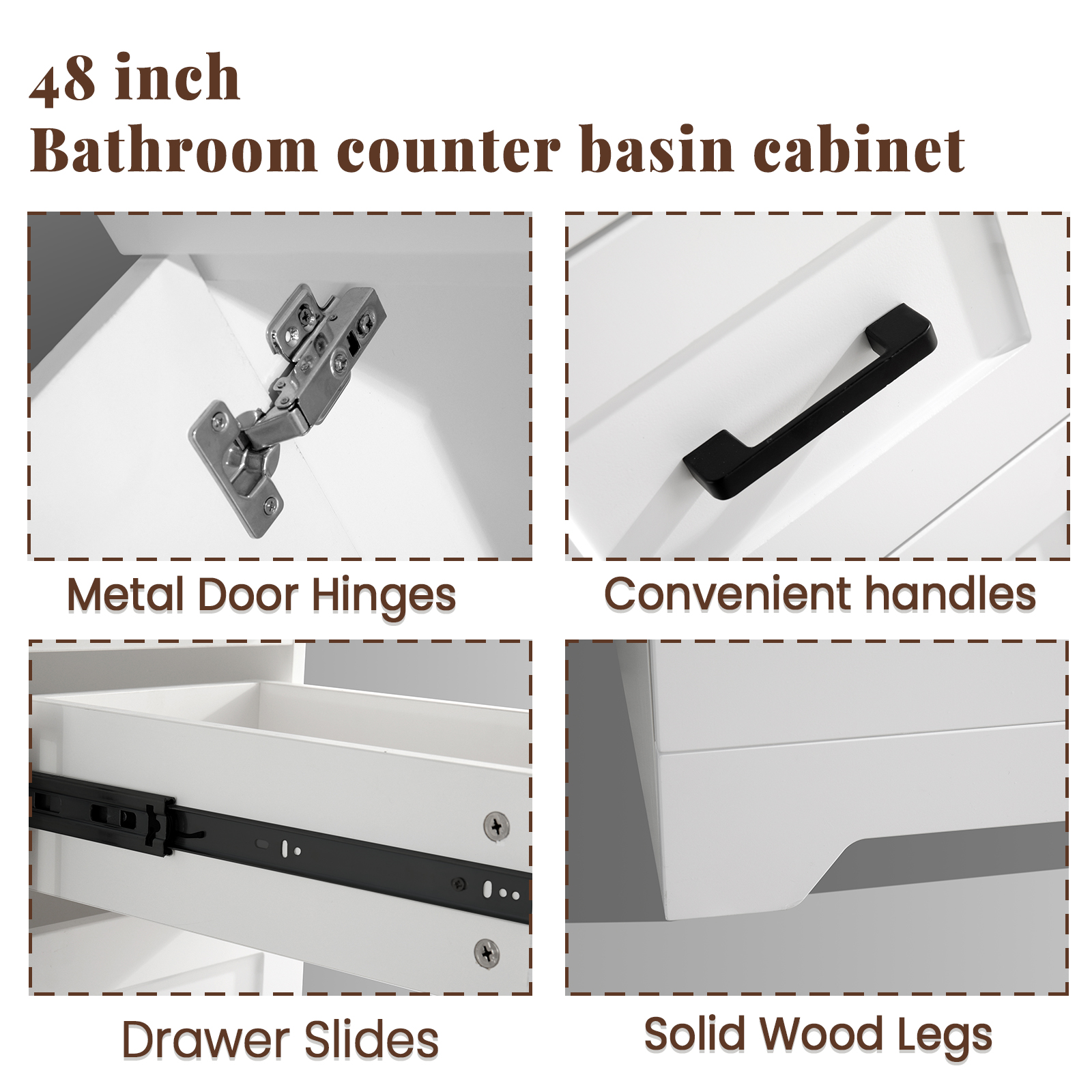 Dodrehome 36" Single Bathroom Vanity, Modern Bathroom Cabinet Without Sink, with 2 Soft Closing Doors and 3 Drawers, White