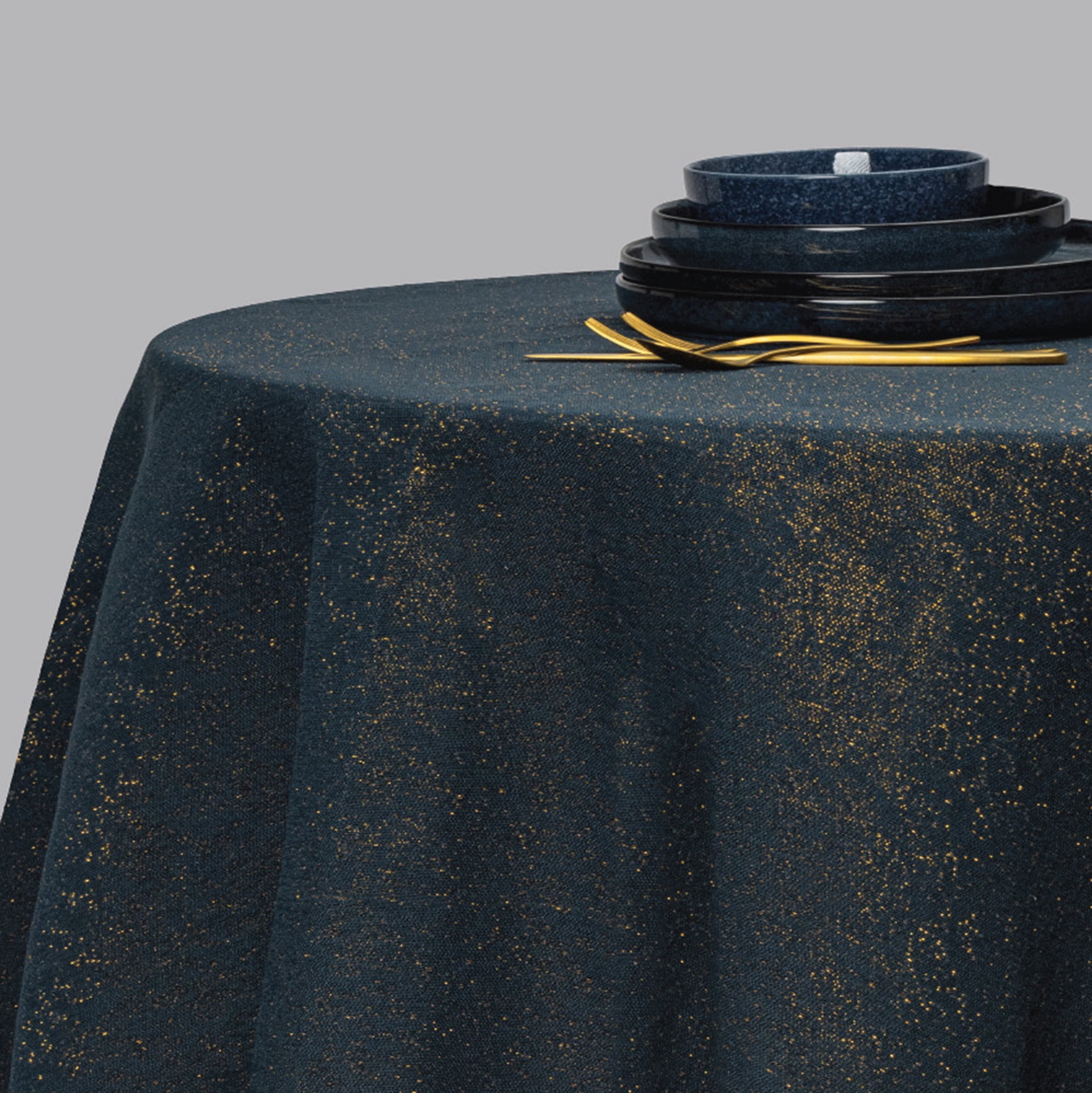 Thyme & Table 70" Round Tablecloth, Navy and Gold Celestial