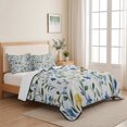 thumbnail image 4 of Queen Quilt Set 90''x96'', Blue Yellow Spring Floral Lightweight Bedspread Coverlet Set with 2 Pillow Shams, Elegant Summer Botanical Green Breathable All Season Quilt Bedding for Bedroom/Guest Room, 4 of 8