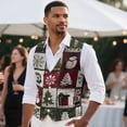 thumbnail image 2 of Uorisanigo Christmas Pattern Print Mens Casual Vest Sleeveless Men's Suit Vest Casual Size XL V Neck Regular Fit Vests Jacket Stylish for Prom for Men, 2 of 7