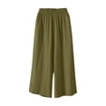 thumbnail image 4 of Kaemgyyd Womens Pants Lightweight Wide Leg Flowy Capris Lounge Elastic Waist Ladies Vacation Beach Cropped Trousers with Pockets, 4 of 7