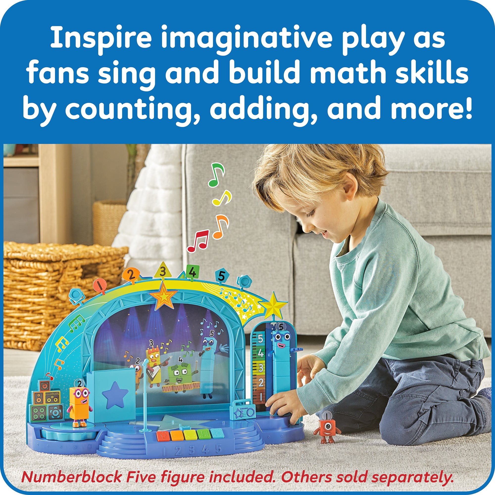 Numberblocks Five's Musical Superstar Stage Playset for Ages 3+, 15-Piece Educational Toy