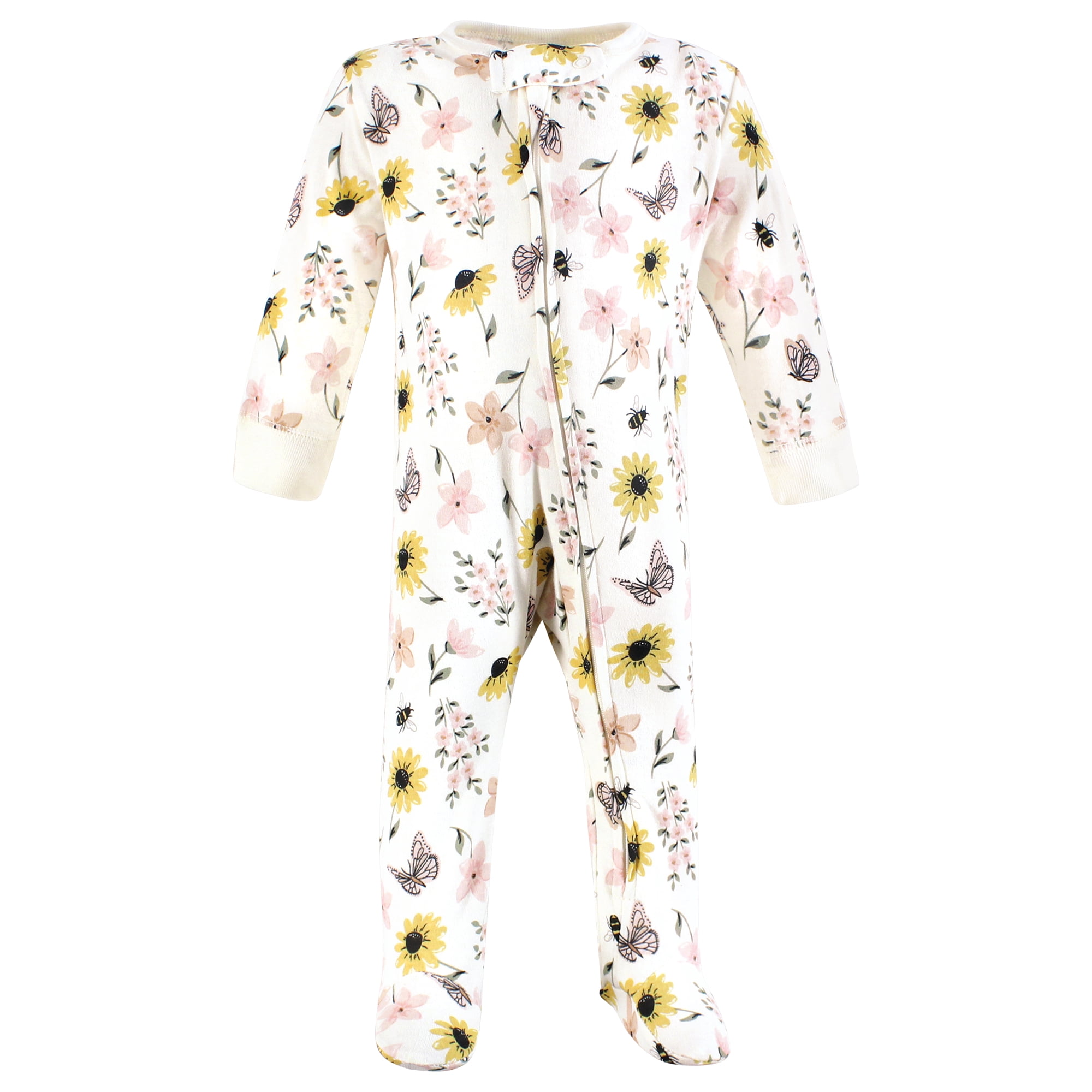 Touched by Nature Baby Girls Organic Cotton Sleep and Play, Soft Wildflower, 3-6 Months