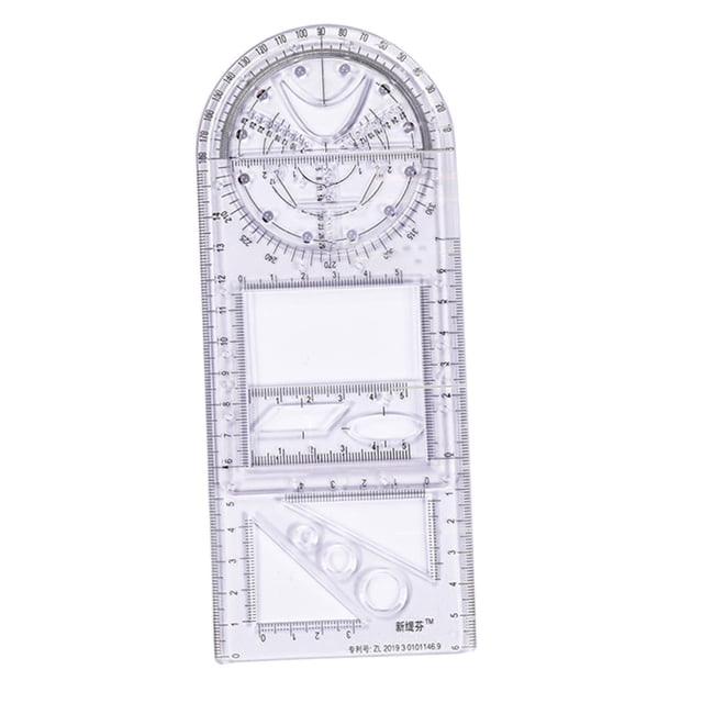 KLKCMS Multifunctional Drawing Ruler, Multipurpose Draw Round Curve Horizontal Line, junior school