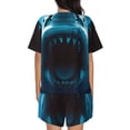 thumbnail image 6 of Fuzoiu Open-Mouthed Shark Print Women's Short-Sleeved Pajama Set,Lounge Sleepwear Set,Womens Pajama Sets 2 Piece,Button-Up Top and Shorts with Pockets-3X-Large, 6 of 7