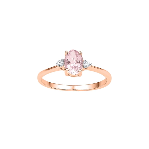 FB Jewels 10kt Rose Gold Womens Oval Lab-Created Morganite Solitaire Diamond Ring 5/8 Cttw
