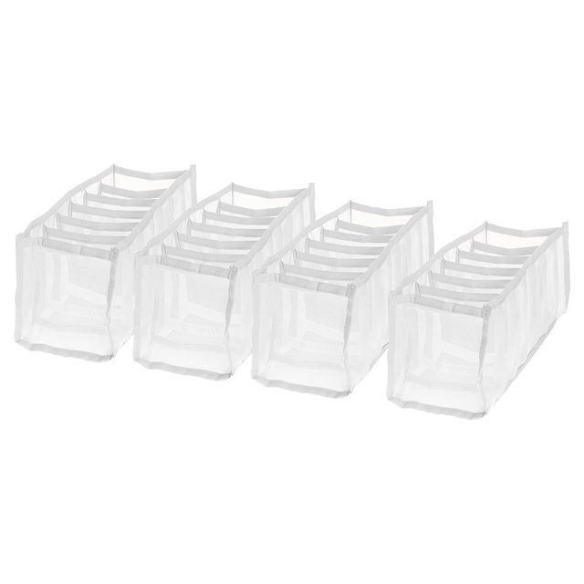 Unique Bargains 4pcs Wardrobe Clothes Organizer, Jeans Compartment Storage Box Foldable Closet Drawer Organizer, White