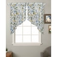 thumbnail image 2 of Blue Yellow Spring Floral Swag Valances for Windows, Summer Elegant Botanical Green Rod Pocket Sheer Valances for Windows, Swag Toppers Light Filtering for Kitchen Living Room 2 Panels 28''x36'', 2 of 5