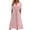 Pink, variant on Women's Solid Color Fashionable Casual V Neck Short Sleeve Hollow Out Dress Summer Cotton Linen Blend Daily Wear Mini Dress for Women, Pink, S