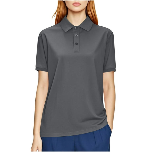 Professional Tops Womens Trendy Summer Tops Women Golf Shirts Quick Dry Workout T Shirt Solid Color Button Collared Athletic Tee Short Sleeve Business Work Tops