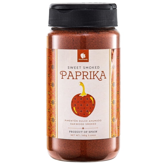 Gourmanity Sweet Smoked Paprika Powder, Premium Spanish Paprika Seasoning, Oak Wood Smoked for Adding Depth, Flavor and Color to Your Dishes, Kosher, Gluten Free, Pimenton Dulce Ahumado Gluten 5.64 o