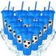 thumbnail image 1 of Domensi Juego de 12 Vasos Plásticos Azules de Fútbol con Tapa y Popote 710 ml, 1 of 7
