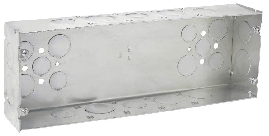 Hubbell-Raco 944 5-Gang 2-1/2'' Deep Electrical Box – Welded Steel, 130 Cu.in., (6) 3/4'' & (8) 1/2'' Knockouts For Wall Installations