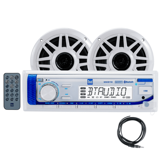 Dual MXCP132 1-DIN Digital Media Receiver w/ 6.5" Speakers Marine Audio Package