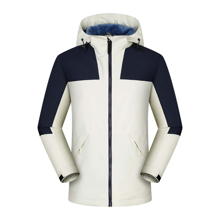 SSAAVKUY Stylish Mens And WoMens Same Autumn And Winter Waterproof  Windproof And Thickened All-in-one Outdoor Sports Warm Jacket Fleece  Lightweight Warm Padded Wool Coat White 6 