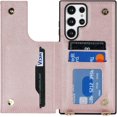 thumbnail image 4 of Samsung Galaxy S22 Ultra Case with Card Holder for Women,Samsung S22 Ultra 5G Crossbody Phone Case Wallet with Strap for Women,PU Leather Zipper Lanyard ID Credit Card Slot Kicstand,Rosegold, 4 of 14