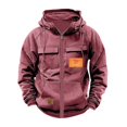 thumbnail image 2 of Kalauyu Full Zip Hoodies for Men Tactical Work Pullover Hoodies Vintage Long Sleeve Athletic Gym Sweatshirts with Pockets, 2 of 6