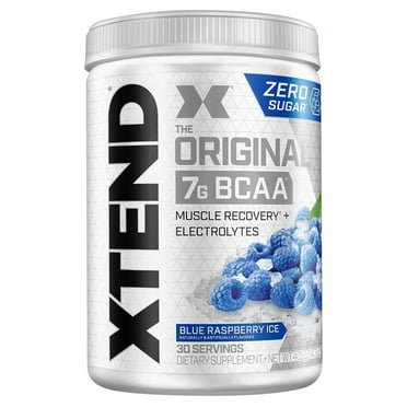 XTEND Original BCAA Powder Blue Raspberry Ice, Sugar Free Post Workout Muscle Recovery Drink, 7g BCAAs, 30 Servings (Unisex)
