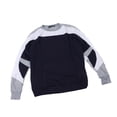 thumbnail image 2 of Spring Autumn Long Sleeve Crewneck Sweatshirt Men Casual Fashionable Color Block Pullover Top Shirt Light Gray and Navy Blue L, 2 of 7