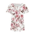 thumbnail image 5 of Cilsoka Womens Printed Tops Short Sleeve Summer Casual Crew Neck Shirts Floral Blouse Pleated Tunics Tops 2026 Fashion Clothing, 5 of 6