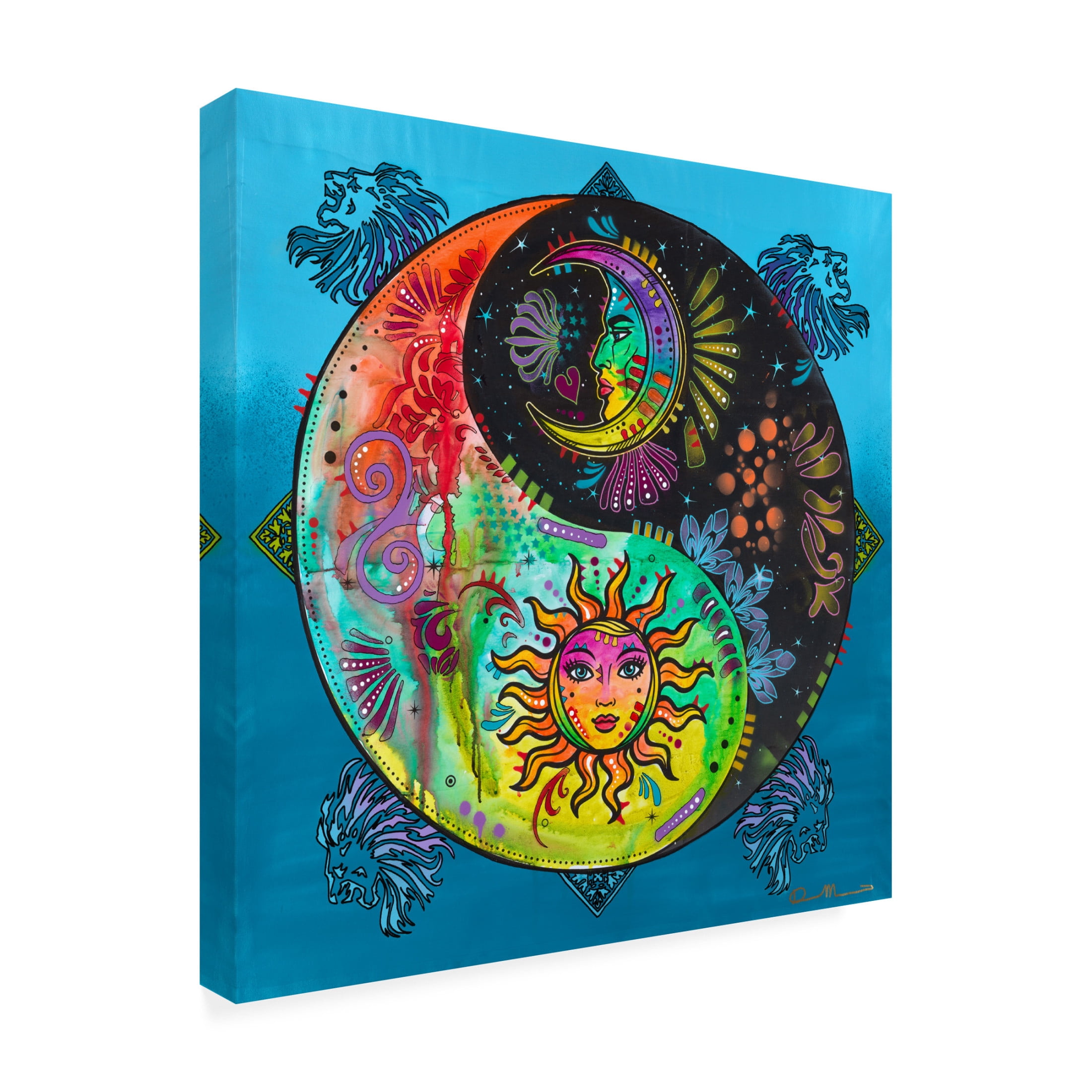Canvas Wall Art - Dean Russo 'Yin Yang Sun and Moon' Wall Art for Living Room, Bedroom, or Office Décor by Trademark Fine Art - 24 x 24 Inches