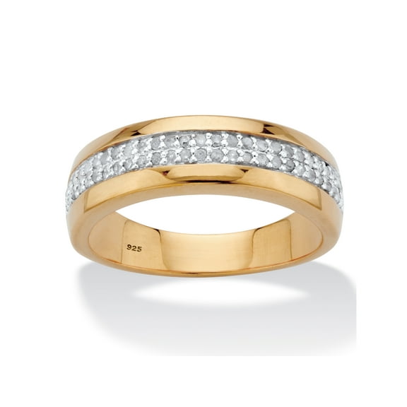 PalmBeach Jewelry Men's 1/5 TCW Diamond Accent Wedding Ring in 18k Gold-plated Sterling Silver