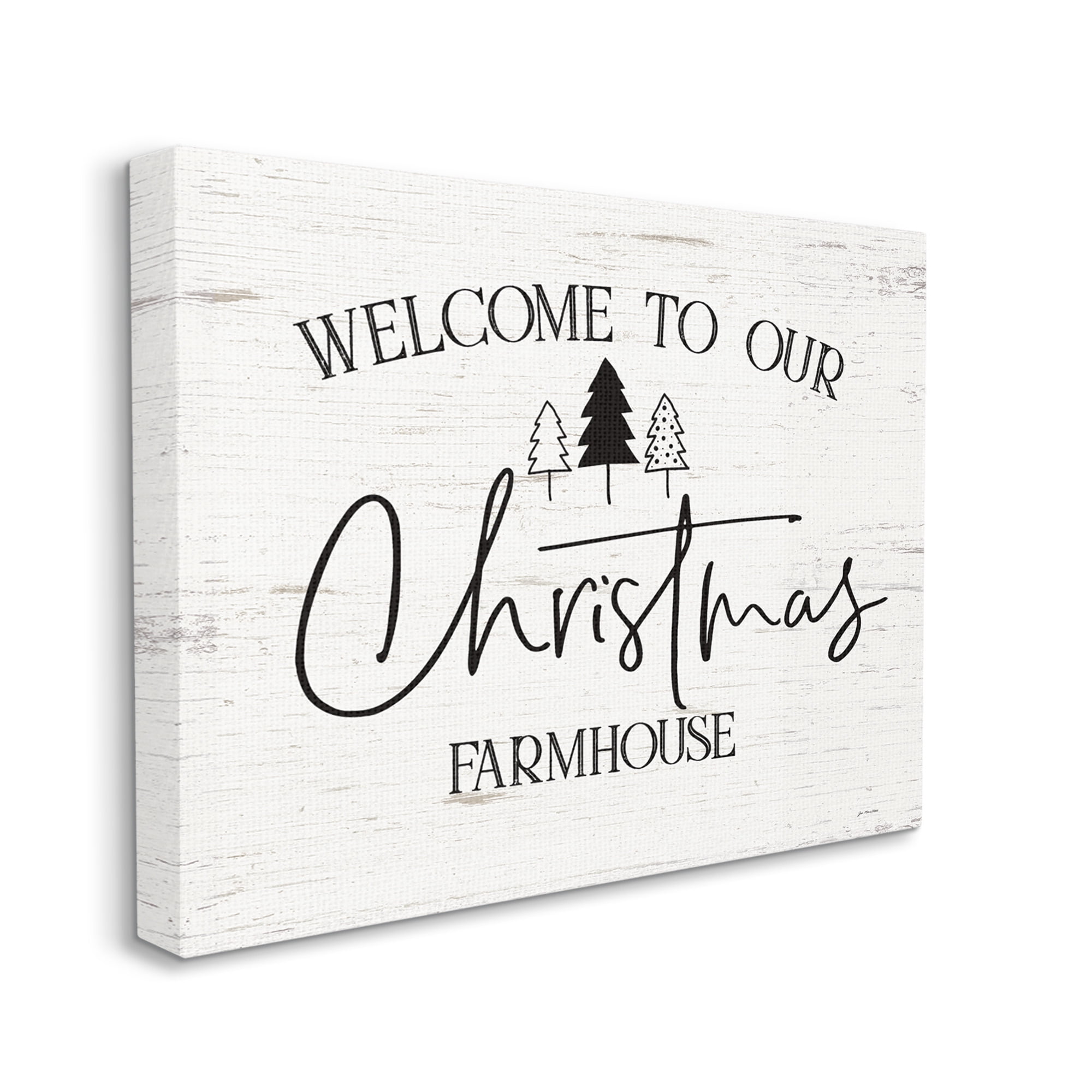Welcome Christmas Farmhouse Text Rustic Countryside Design Holiday Graphic Art Gallery-Wrapped Canvas Print Wall Art