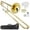 Gold Lacquer, variant on Ashthorpe Bb Tenor Slide Trombone for Students and Beginners, Nickel Plated Finish