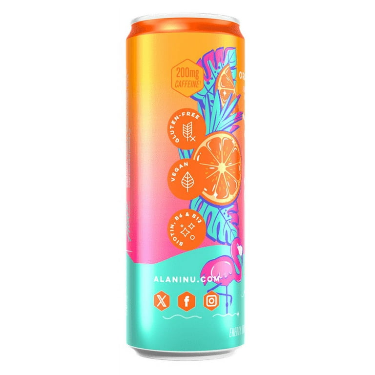 自慢の俊足 檸檬 SEC Alani Nu Energy Drink, Orange Kiss, 12 fl oz Single Can, 200mg