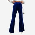 thumbnail image 2 of Kureaily Flare Velvet Pants For Women High Waisted Wide Leg Stretch Elastic Waist Pull On Trousers Front Seam Slacks Women Summer Pants, 2 of 4