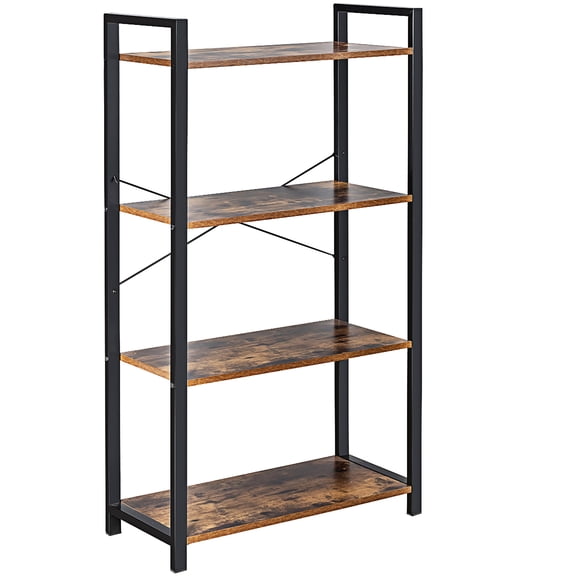 Costway 4-Tier Bookshelf Industrial Bookcase Diaplay Shelf Storage Rack Rustic Brown